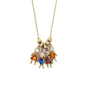 14k Gold Boys/Girls Gesmtones‎ Pendants Necklace